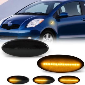D-Lumina Sequential LED Side Marker Lights Turn Signal Lamp Smoked Lens for Toyo-ta Yaris 2006-2011, RAV4 2006-2009, Corolla 2007-2010, Auris 2007-2010, Front Fender Amber Side Marker Light, Pack of 2