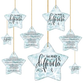 Tondiamo 8 Pcs Employee Christmas Ornaments, Christmas Employee Appreciation Gifts, Ceramic Star Shaped Xmas Tree Ornaments for Christmas Tree Hanging Decorations Coworker Staff Gift