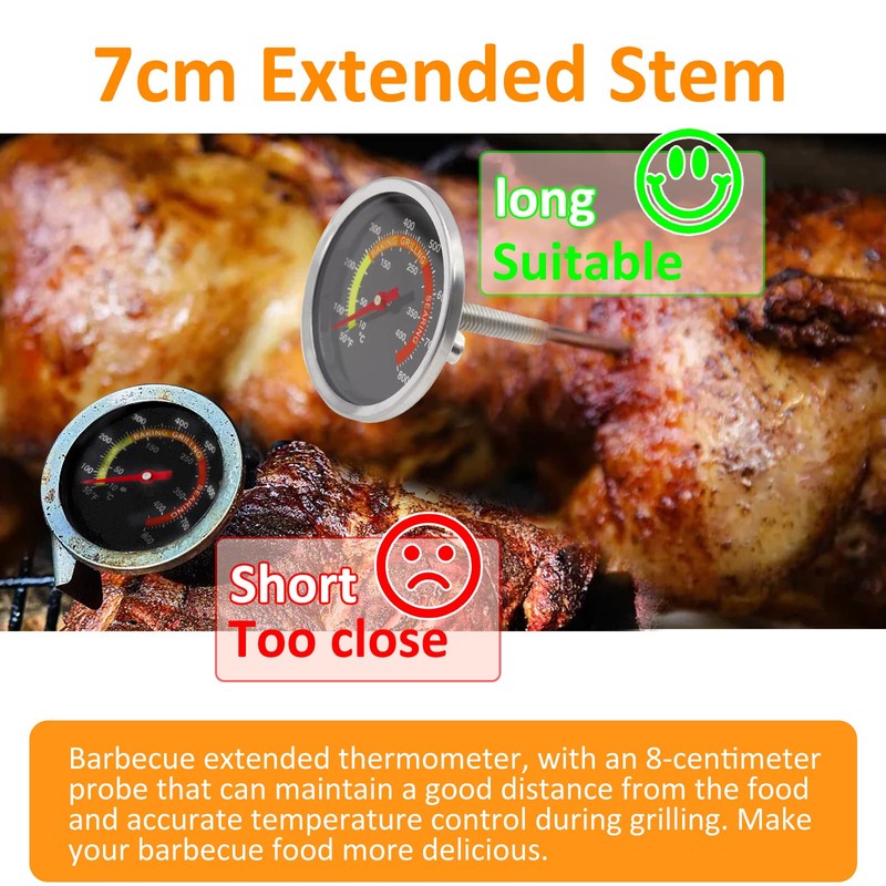 Stainless Steel BBQ Smoker Grill Thermometer - Precise Temperature Gauge