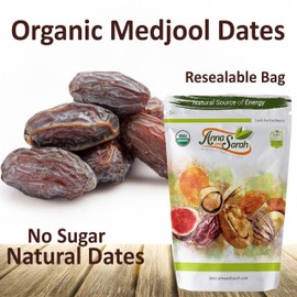 Anna and Sarah Organic Medjool Dates, 3 Pound Bag, No Sugar Added Natural Dried Dates in Resealable Bag, 3 Lbs