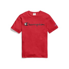 Champion Heritage Short Sleeve T, Vintage, Men’s Tee Shirts, Graphics, Team Red Scarlet-Embroidered Script, Small
