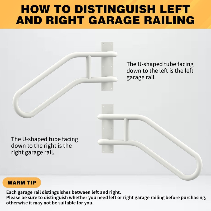 Right Side Wall Mounted handrail, Garge Door Stair Railing for