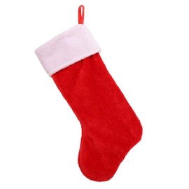 Red and White Velvety Plush Christmas Stocking - 8.5 in x 18 in (21.5 cm x 45.7 cm)