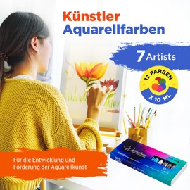 7 Artists Classic Watercolour Paints Pink Gallery Set 24 x Tubes Vibrant Colours, High-Quality Artist Watercolour, Artist Watercolour Box, Watercolour Painting Box