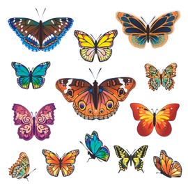 WENKO Window Decoration Butterflies 13-Piece Set Plastic 35 x 35 cm Multi-Coloured