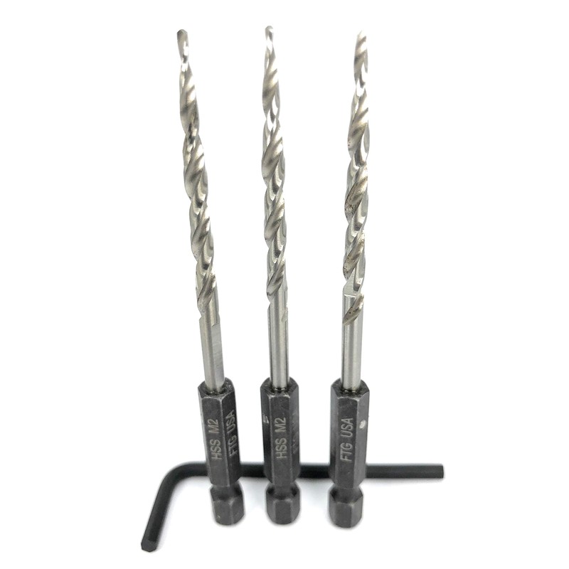 FTG USA Replacement Tapered Countersink Drill Bit Set 3 Pc