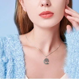 ONEFINITY Tree of Life Urn Necklaces for Ashes Sterling Silver Celtic Knot Moon Tree of Life Cremation Jewelry for Ashes Memory Jewelry for Women Men, Sterling Silver