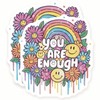 You are Enough Magnets - Floral Smile Face - Rainbow