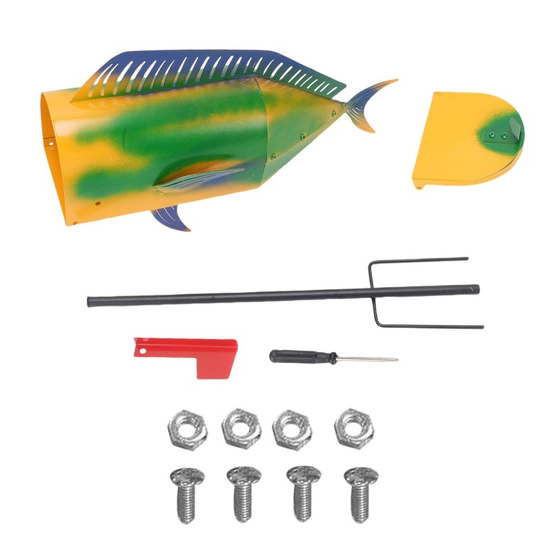 NOENNULL Largemouth Fish Mailbox Large Metal Mail Box Fish Shape