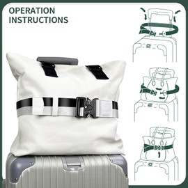 Luggage Straps for Carry On, Vethers Add a Bag Travel Belt, Hands Free Luggage Helper, Adjustable and Stylish Belt with Metal Buckles for Second Bag, Tote, Airport Travel Accessory (Tuxedo)