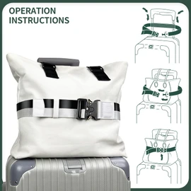 Luggage Straps for Carry On, Vethers Add a Bag Travel Belt, Hands Free Luggage Helper, Adjustable and Stylish Belt with Metal Buckles for Second Bag, Tote, Airport Travel Accessory (Tuxedo)