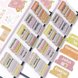 2 Pack Bible Tabs with Unique Stickers, Bible Tabs for Women, Laminated Bible Tabs, Christian Gifts, Large Print Bible Tabs, Bible Book Index Tabs Labels, Bible Study Supplies, Boho