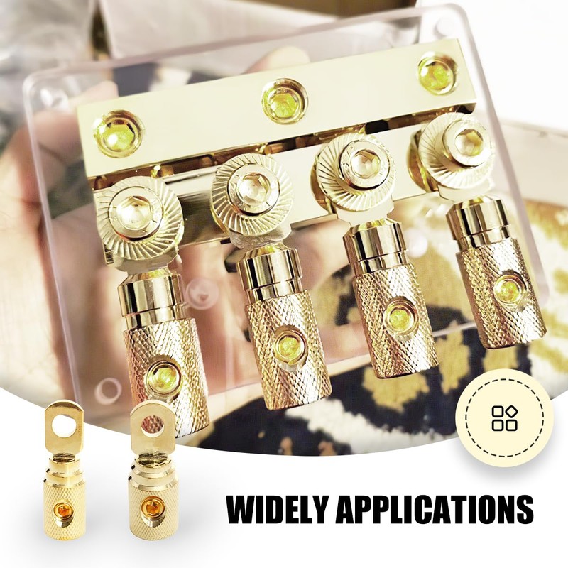 Car Audio Battery Terminal Connector Pure Brass Gold-Plated 4 Gauge