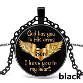 Fashion Jewelry FAMILY MEMORIAL WING Black Fashion Jewelry large pendant 18" necklace men women