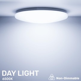 paul russells 12W LED Ceiling Light, 1200lm, Bright Daylight 6500K, 60Watt Equivalent, IP44 Water Resist, Ideal for Living Room, Kitchen, Office, Garage, Modern Round Light, Energy Saving, 1 Pack