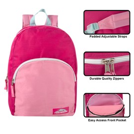 Color Block Backpacks for School Boys and Girls, 15 Inch Two Tone Backpack for Classroom, Work, Travel for Kids and Adults