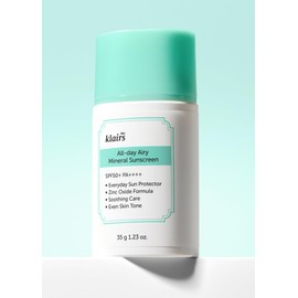 Klairs All-day Airy Mineral Sunscreen, 1.2 oz (35 g) - SPF50+PA+++ Sunscreen, UV Rays, Tone Up, Skin Tone Correction, Norfunde, Makeup Base, Hypoallergenic, Sensitive Skin, Non-Comedogenic, Face, Acne, Whitening