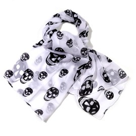 OTATEAN Lightweight Skull Scarves for Women Silky Chiffon Scarf Fashion Summer Beach Long Shawl Scarves Hijab for Women (White)