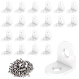 VOCIBO® Pack of 20 Angle Connectors White Metal Angle 90 Degree 20 x 20 mm Stainless Steel Angle Small with Screw for Mounting Angle Bracket Furniture Table Chair Bookshelf
