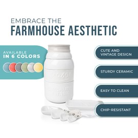 Vintage Mason Jar Kitchenware Set Multi-Piece Kitchen Ceramic Decor Set w/ 4 Measuring Cups, 4 Measuring Spoons and Spoon Rest - Attractive Vintage Style, in White Embossed Ceramic