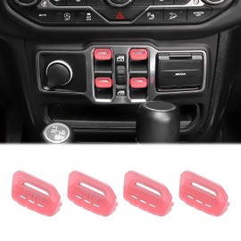 CheroCar for Jeep JL Window Switch Button Cover Trim Interior Accessories for Jeep Wrangler JL JLU Gladiator JT 2018-2021 (Pink)
