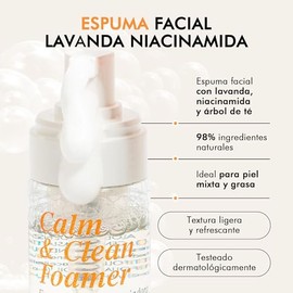 AVOROOTS | Espuma Facial Calm & Clean Foamer con Lavanda, Niacinamida y Árbol de Té | Limpiador Facial con Ingredientes Naturales Ideal para Piel Mixt