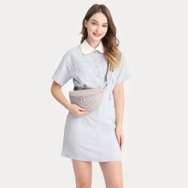 Miss Lulu Bum Bag for Women Bumbag Fanny Pack Fashion Waist Packs for Ladies Chest Bag Crossbody Bags with Adjustable Strap Grey