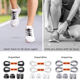 Elastic Shoe Laces, 3 Pairs No Tie Shoe Laces Tieless for Kids, Adults, Elderly, One Size Fit All