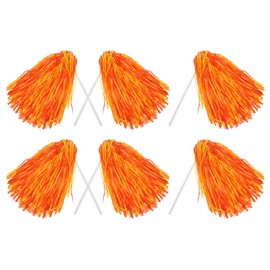 YELARXI Cheerleader Pom Poms Spirit Shakers Cheer Pompoms, Two-Color Long Handle Fit for Team Sports Dance Party Performance Celebrations Cheering (Red Gold, 6Pcs)