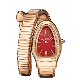 Women Watch - Unique Design Snake Shape Wrist Watch Fashion Women Quartz Wrist Watch, Rose Red, Classic