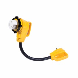 Camco 18" Locking 90-Degree 30a Male 50a Female RV Adapter #55582