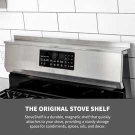 StoveShelf Deluxe 30" Length Black Magnetic Shelf for Kitchen Stove - Extra Strength Double Magnets - Kitchen Storage Solution with Zero Installation - Over Stove Spice Rack Organizer