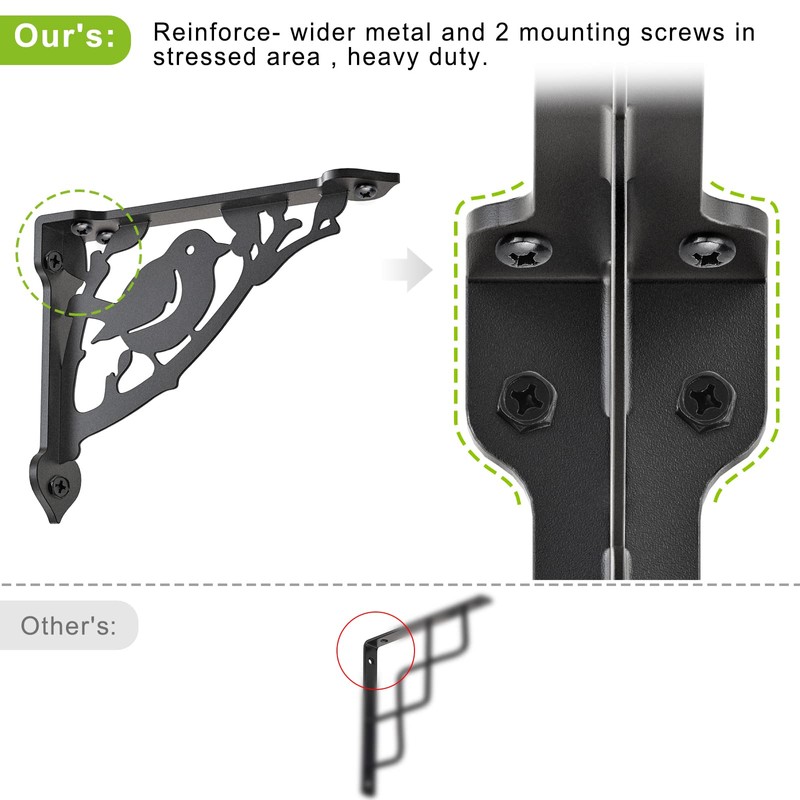 SELEWARE Heavy Duty Shelf Brackets 10 Inch, Bird Shelves Brackets,