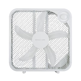DENALI AIRE 1DAFBX20 20 Inch Box Fan with 3 Speed Settings, Weather Resistant, Easy Carry Handle, Recessed Cord Storage, White