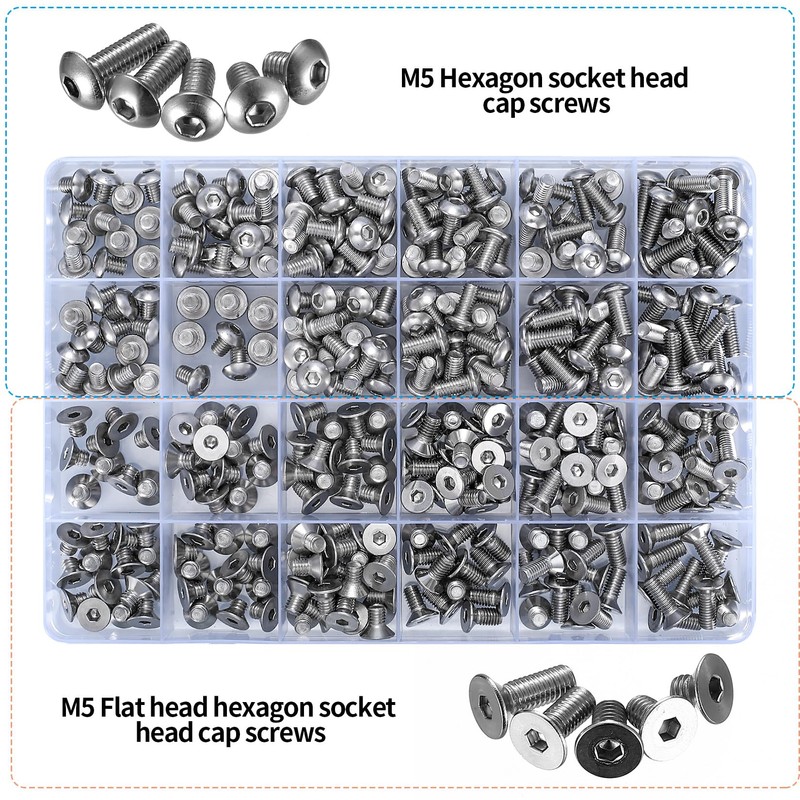 360 Pcs M5 Metric Hex Socket Head Cap Screws &