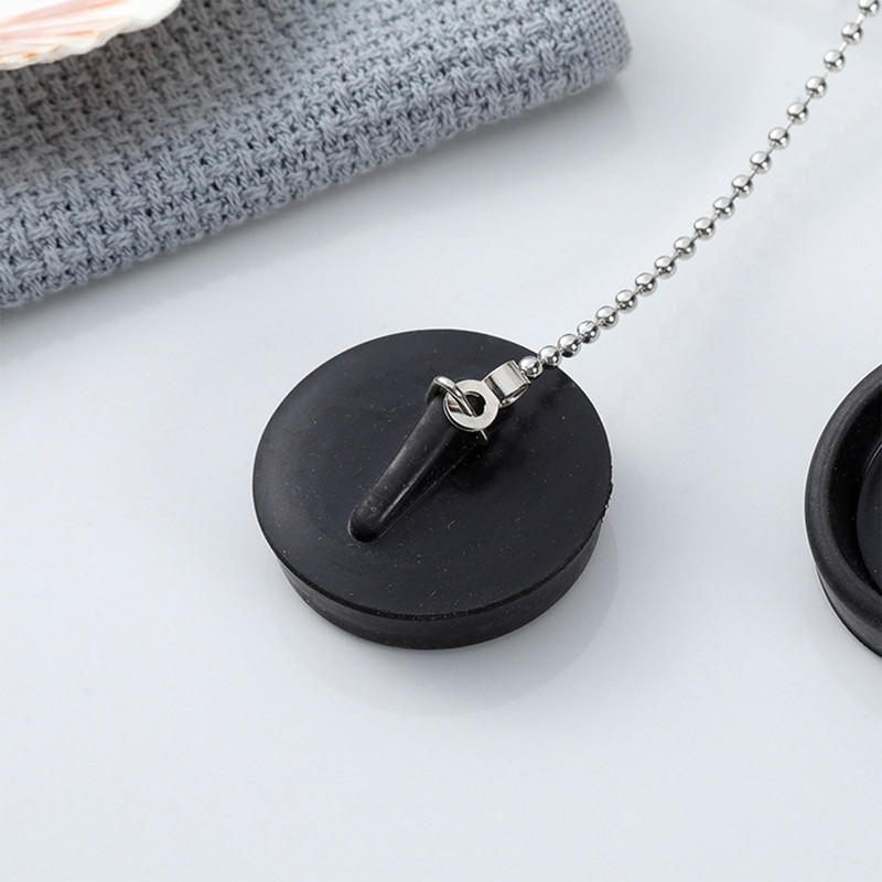 KANGQL Universal Rubber Bath Plug with Chain Drain Stopper Handy