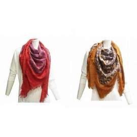 Coach F83825 Ocelot Animal Print Square 100% Wool Shawl Scarf Gold 52”x52” NWT