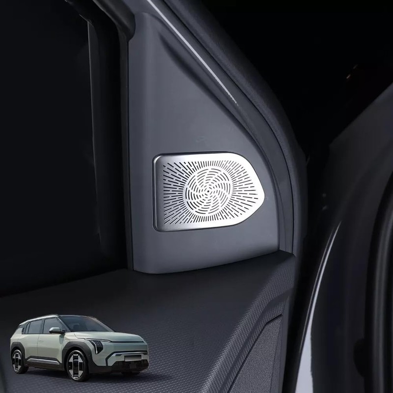 FUEISOF Stainless Steel A-pillar Audio Speaker Frame Cover Silver for