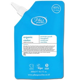Organic Castor Oil Cold Pressed Hexane Free 300ml – For Hair Growth, Eyelashes, Eyebrows, Skin, Face, Body, Beard & Liver Pack Compress Wrap | 100% Pure, Natural, Golden Caster Oil UK | Pikes Pouches