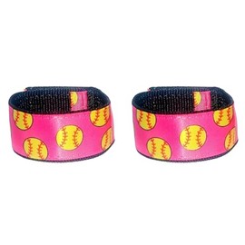 Sleeve Scrunchies Fastpitch Softball Pink with Yellow softballs, Sleeve Holders, Sleeve Straps from the Original USA Inventor, Over 8 Million Sold