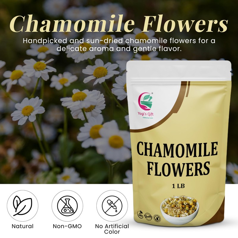 Chamomile Flowers 1 LB, 100% Natural Loose Leaf Chamomile Tea,