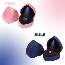 Led Light Jewelry Display Gift Box For Proposal, Engagement, Wedding, Valentine's Day Anniversary Christmas, Led Jewelry Gift Box For Women For Girls For Men (Pink, Heart Ring Box)