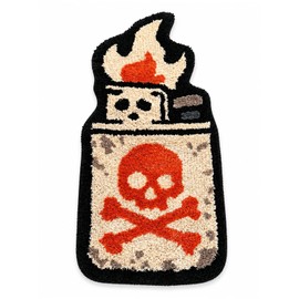 Yellow Lighter Don't Smoke Flocking Rug Living Room Carpet Bathmat Bedside Rug Soft Bedroom Floor Pad Aesthetic Home Decor (27.6X22.4 inch) (Brown)