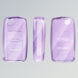 OFFCURVE Transparent Car Key Case Car Key Cover Key Fob Cover Key Cover Case Suitable for VW Volkswagen Polo Golf 4/5/6 Multivan T5 Caddy Jetta Bora Superb Passat Skoda Fabia Seat Ibiza (Purple)