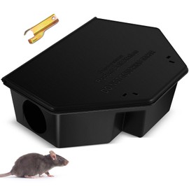 Qualirey 1 Pc Rat Bait Station with Keys 13.58 x 8.98 x 3.35 Inch Rodent Station Rat Traps, Keeps Children and Pets Safe Indoor and Outdoor, Bait Not Included (Black)
