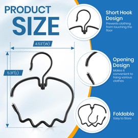 Enhon 2PCs Car Clothes Hanger, Foldable & Easy to Store, Opening Design for Hanging Hats, Heavy Duty Stainless Steel Clothes Hanger for Car Travel, Dry Cleaning, Moving