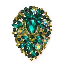 EVER FAITH Ladies Oval Crystal Vintage Style Flower Cluster Pin Banquet Pin Clear Silver Tone, Crystal, No gemstone