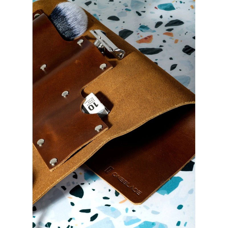 OneBlade Leather Dopp Kit - Brown
