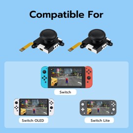 Tolesum 3D Hall Effect Sensor Joystick Ersatz für Controller NS Switch/Switch OLED Joy-Con/Switch Lite, Thumb Stick Caps mit Schraubendreher Reparaturwerkzeug-Set