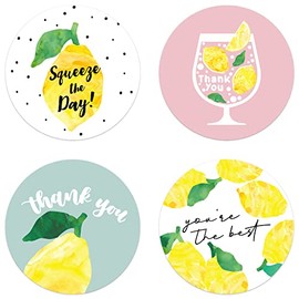 Gooji Lemon Thank You Stickers, 500 Roll Pack Bulk Pack for Wedding, Party Favors, or Small Business Packaging, 1.5 inch Supporting My Purchase Order Labels, Baby Bridal Shower, Custom Envelopes Seal